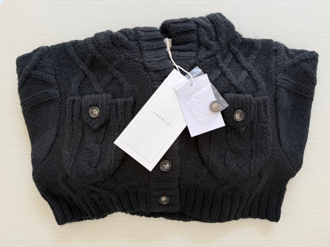 トップス ANDMARY Mary logo cable knit set black