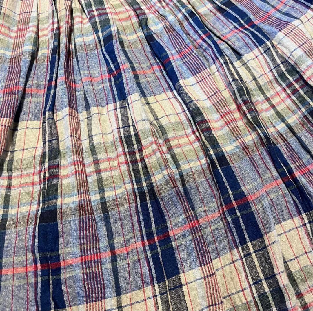 イチアンティー クスICHI Antiquites チェックリネンスカート