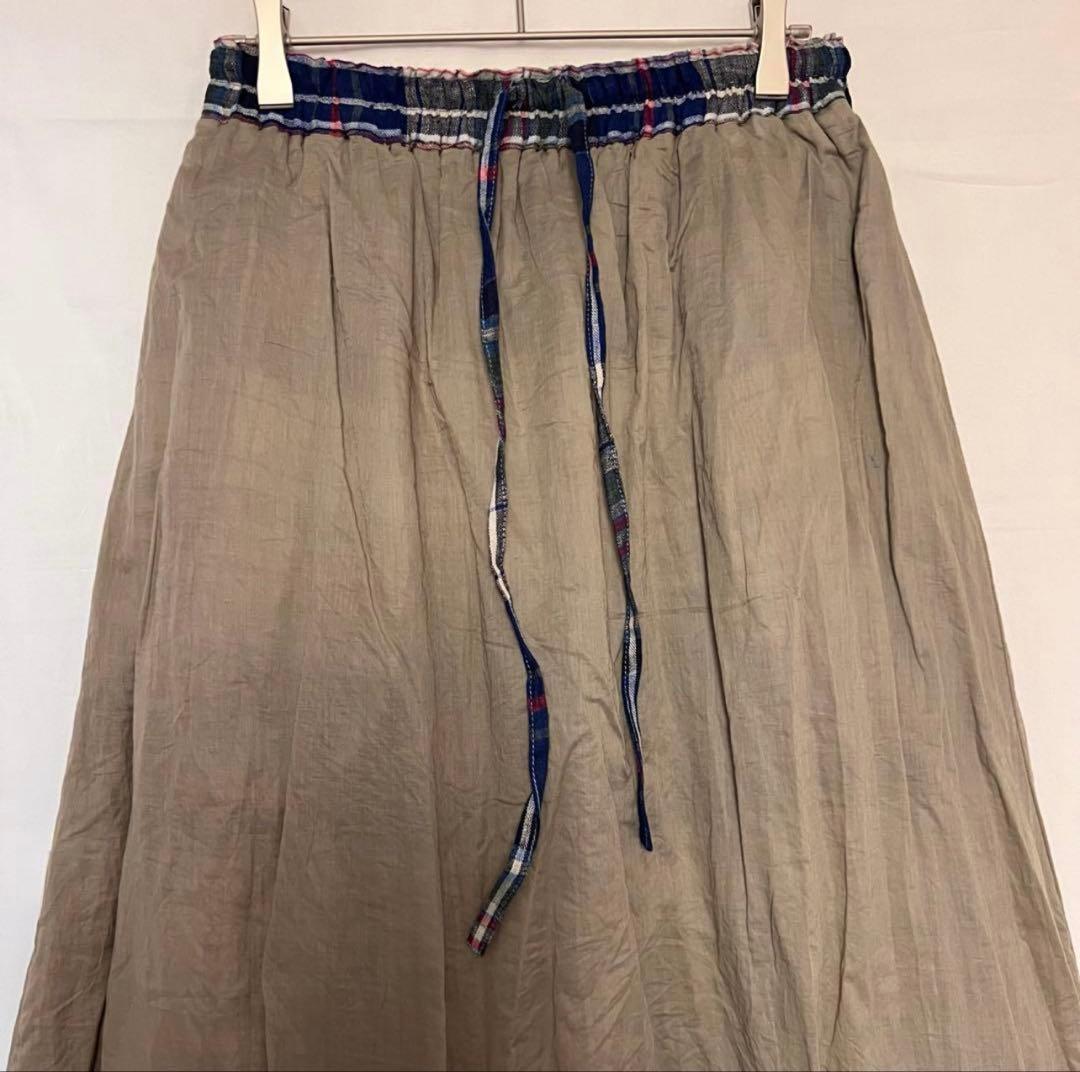 イチアンティー クスICHI Antiquites チェックリネンスカート
