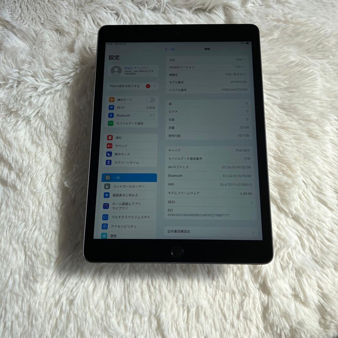 【1台限定】iPad 第8世代 セルラーモデル【極美品】 #115 【付属品】
