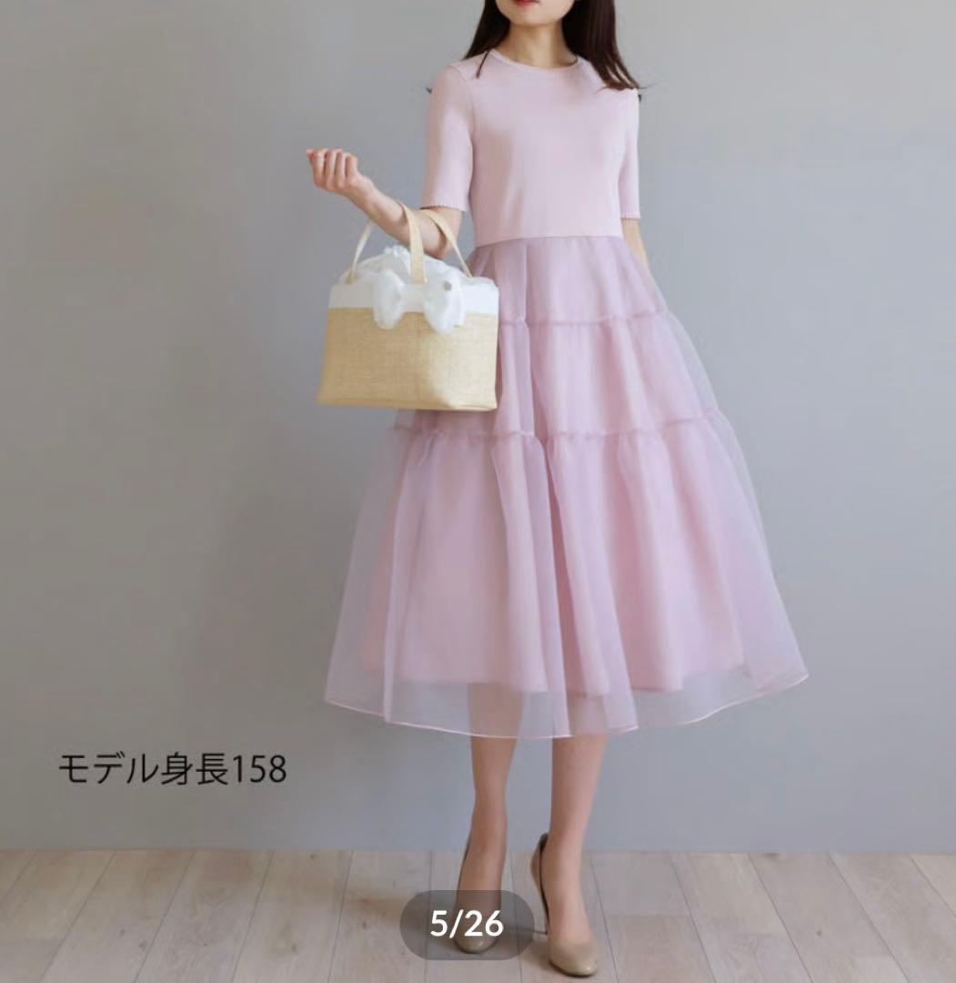完売品　美品　ジョリーミニョン ふくれオーガンジー　ワンピース　ピンク　38