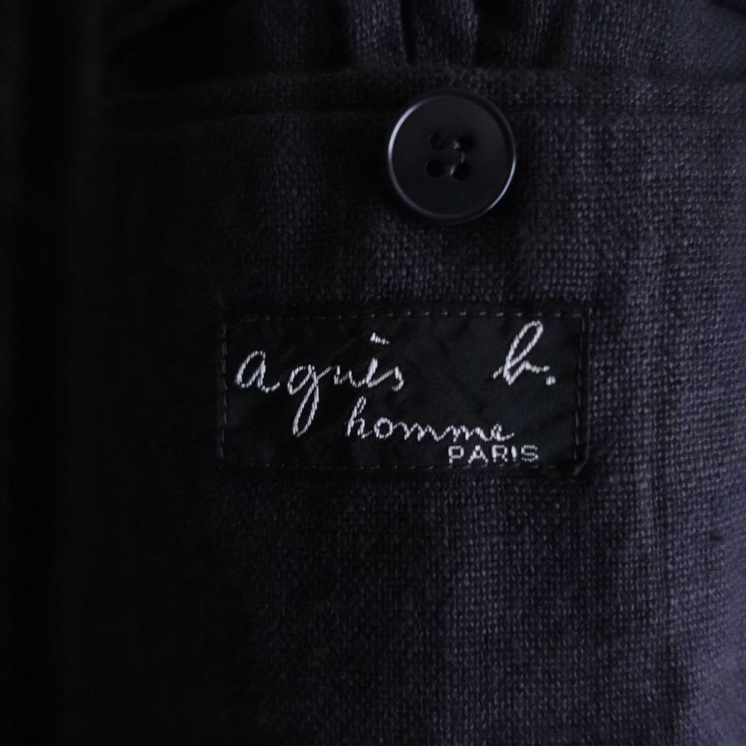 【フランス製】Agnes b. リネン　3Bテーラードジャケット ブラック
