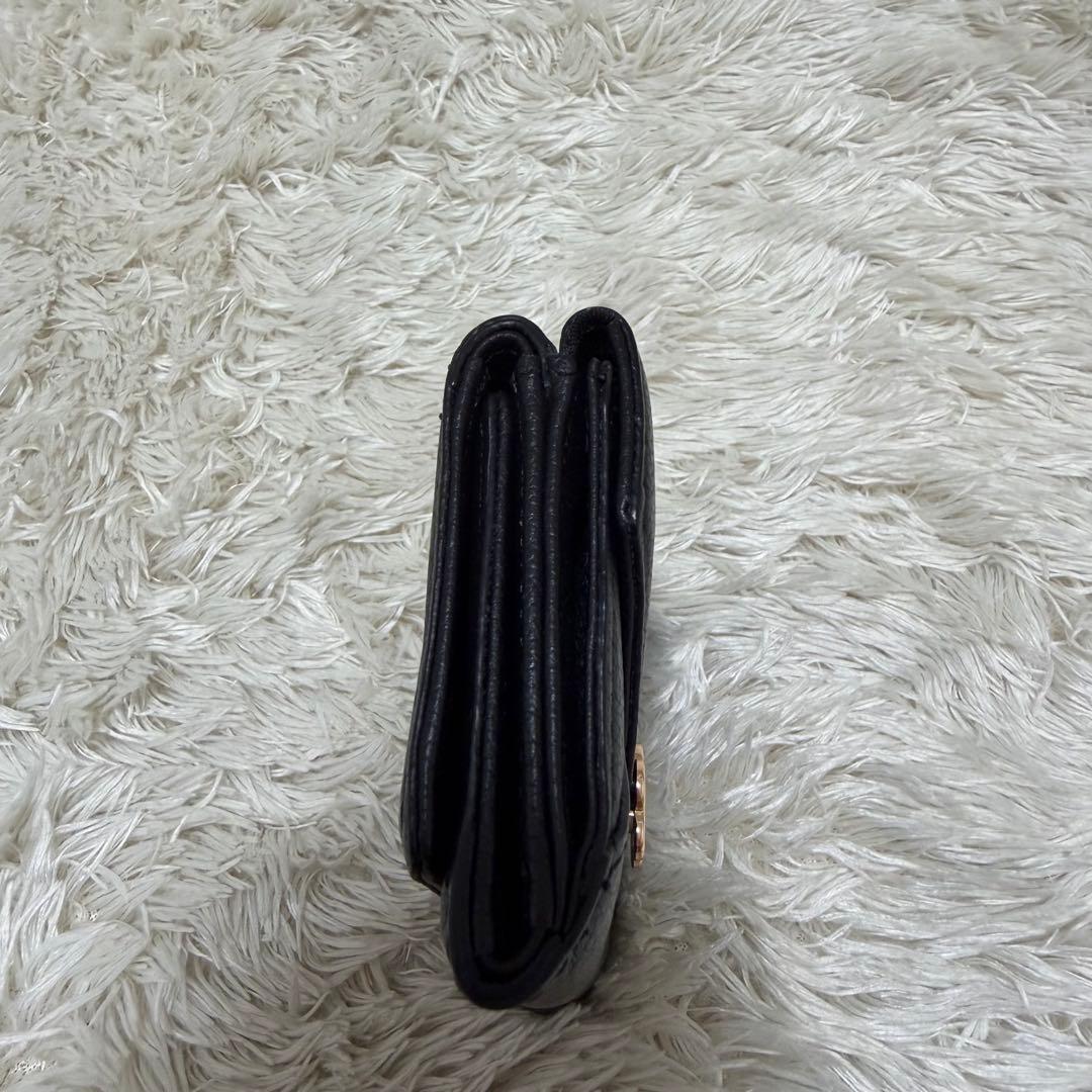 美品✨マリークワント　シーリングデイジーレター ミニウォレット　黒　レザー