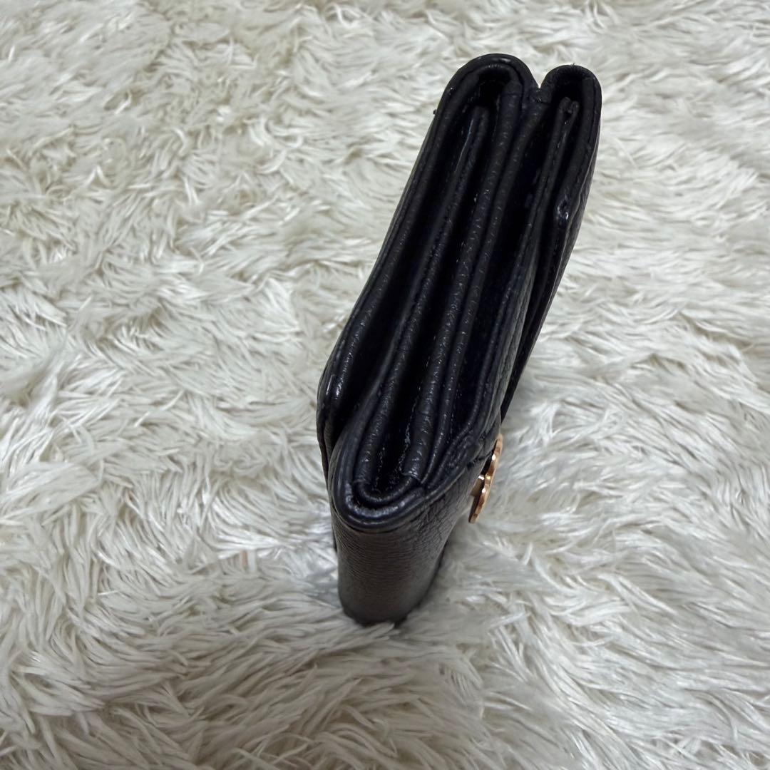 美品✨マリークワント　シーリングデイジーレター ミニウォレット　黒　レザー