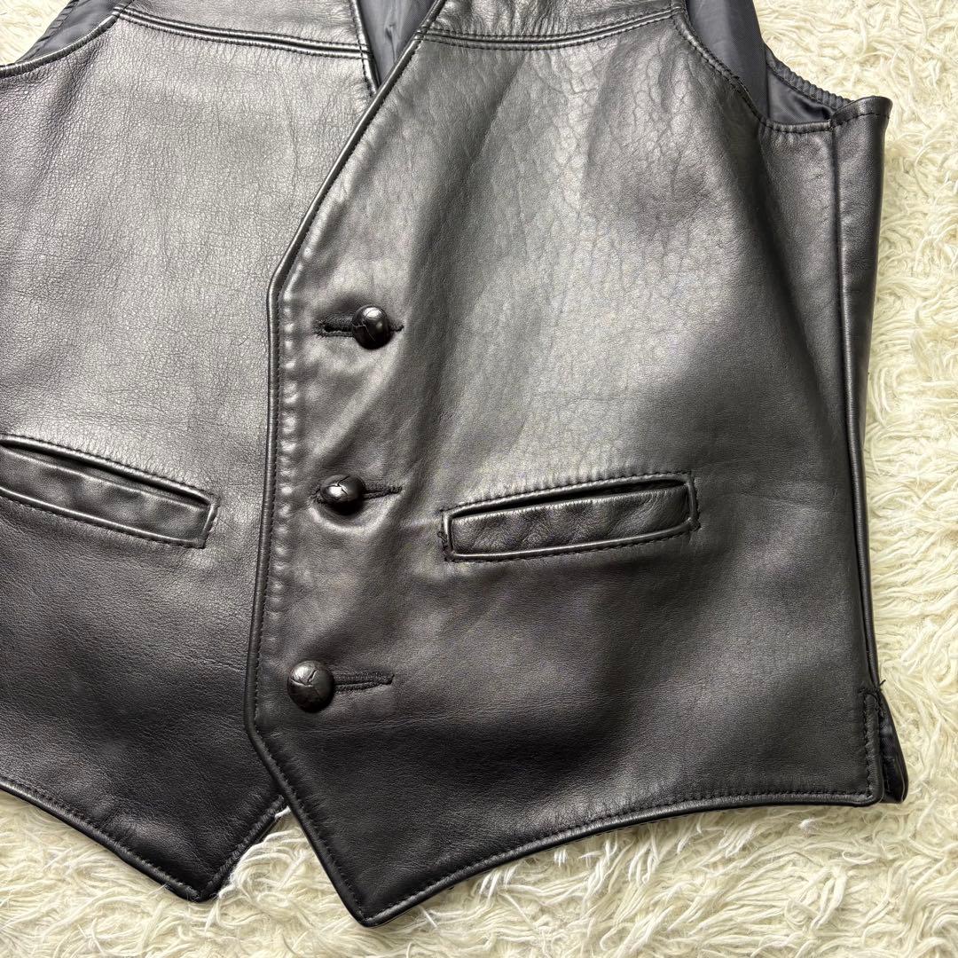 極美品　90s schott ショット USA製 本革 レザー ベスト　M 黒