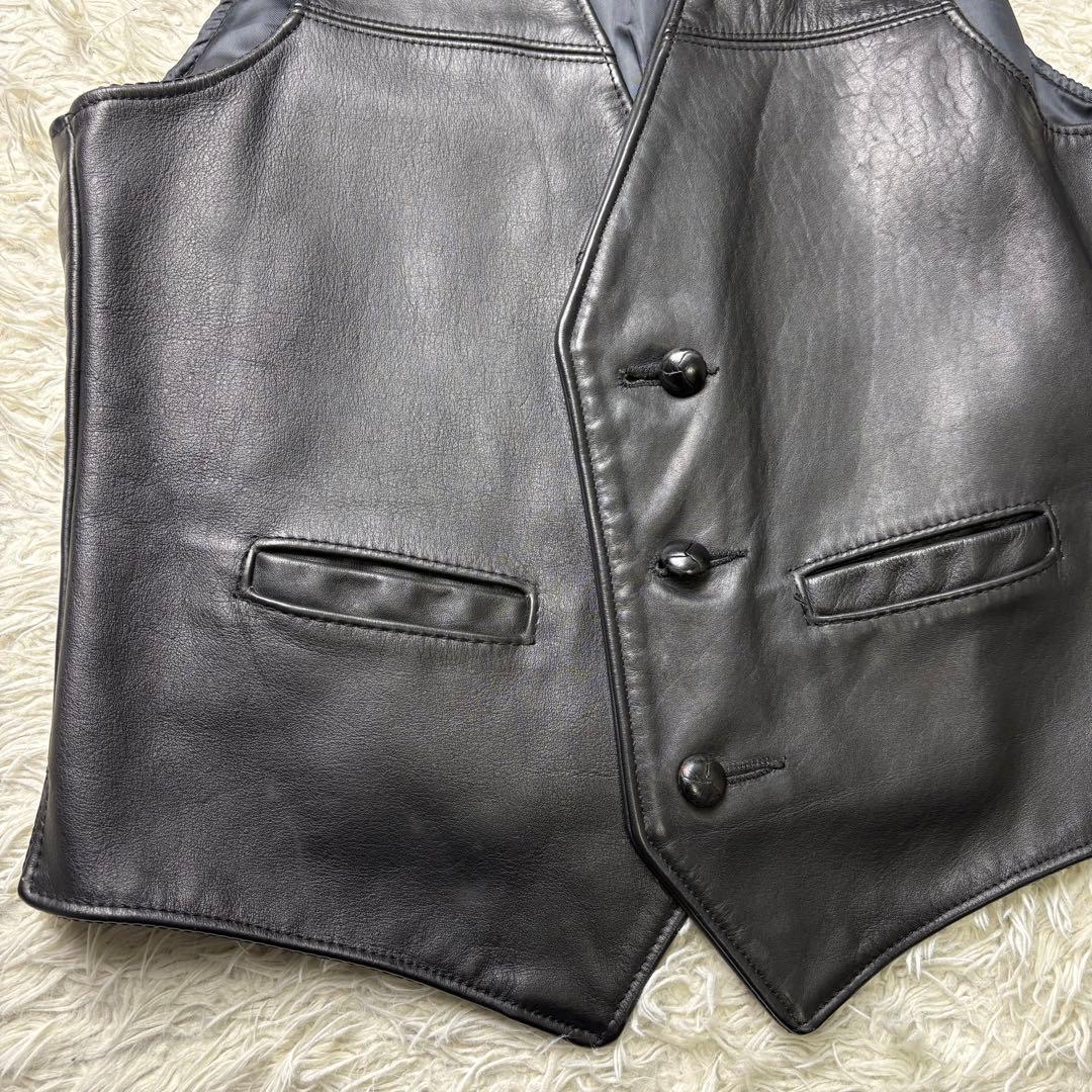 極美品　90s schott ショット USA製 本革 レザー ベスト　M 黒