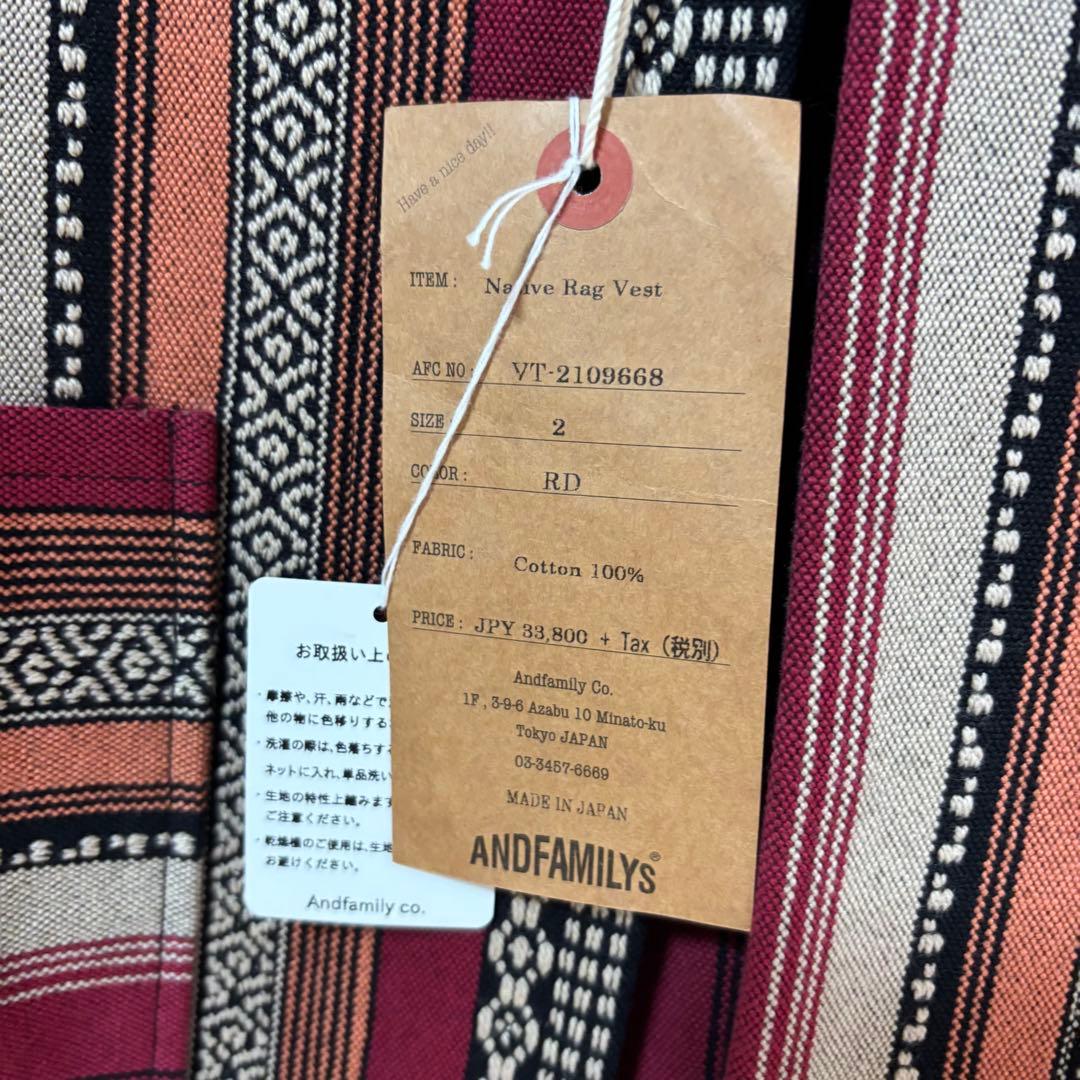 ANDFAMILYS Native Rag Vest タグ付き 2サイズ