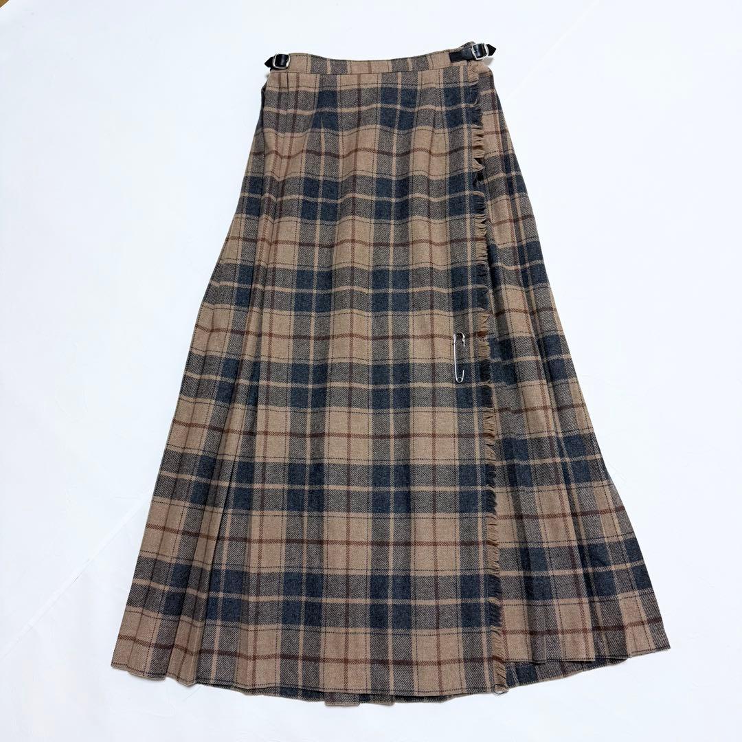 【良品】オニールオブダブリン　巻きスカート　ピン付プリーツ　タータンチェック　М