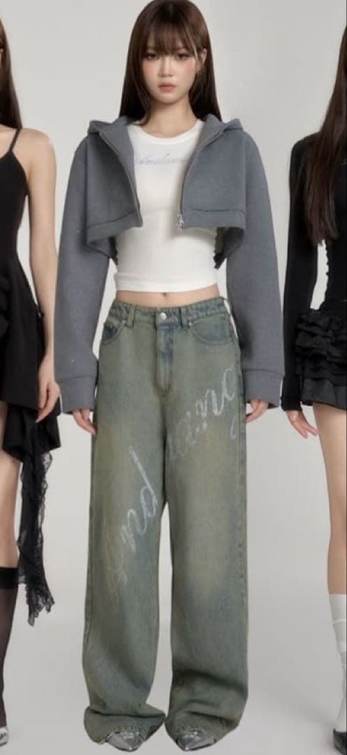 パンツ andwang Kirakira bijou denim