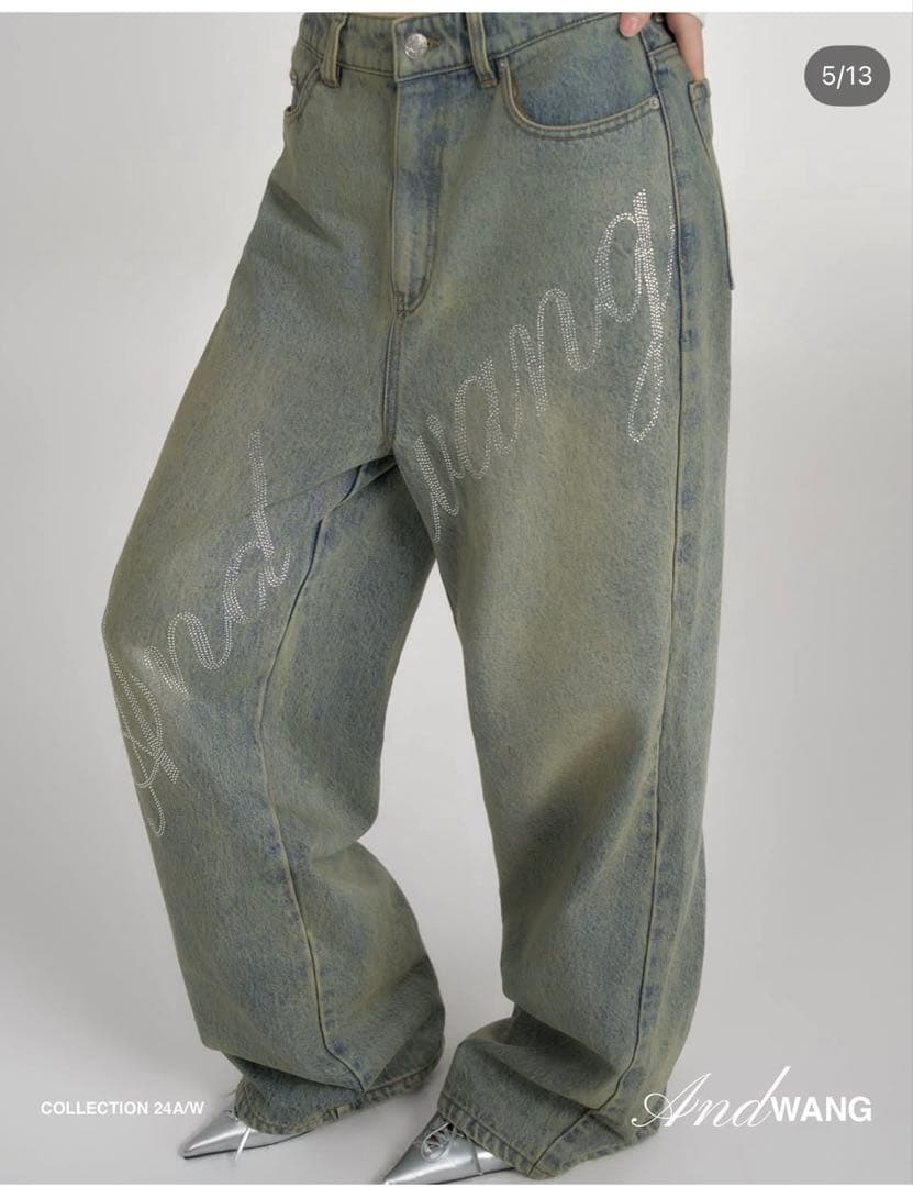 パンツ andwang Kirakira bijou denim