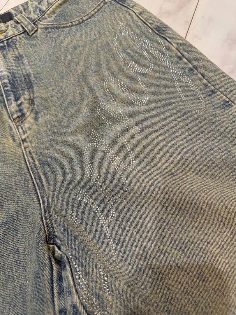 パンツ andwang Kirakira bijou denim