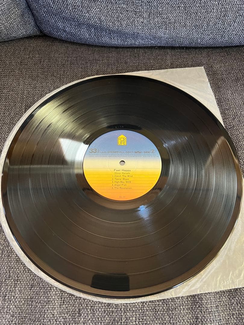 原田真二 LPレコード邦楽『Feel Happy』1978年 帯付き サイン