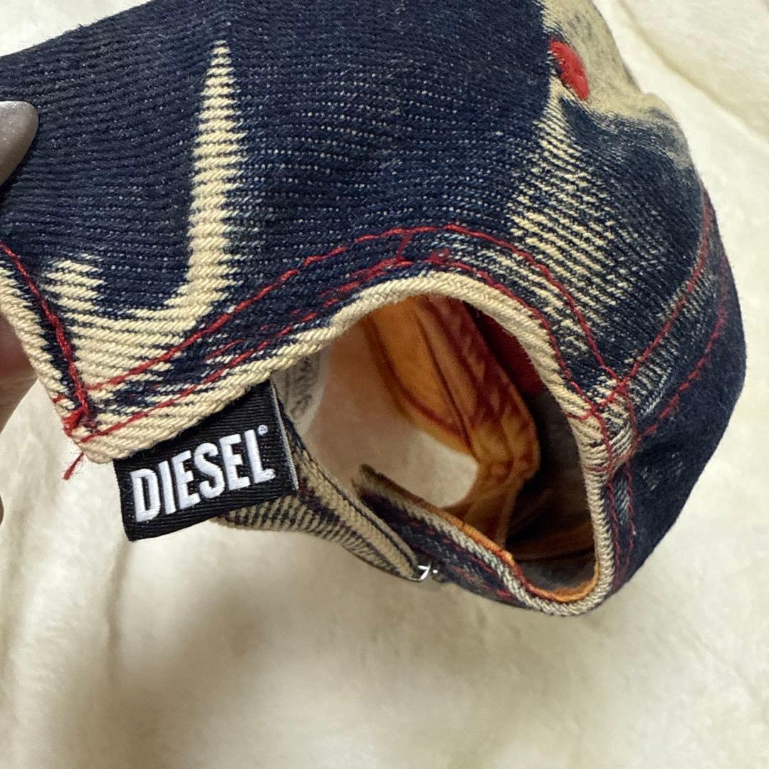 DIESEL デニム風キャップ フリンジ加工