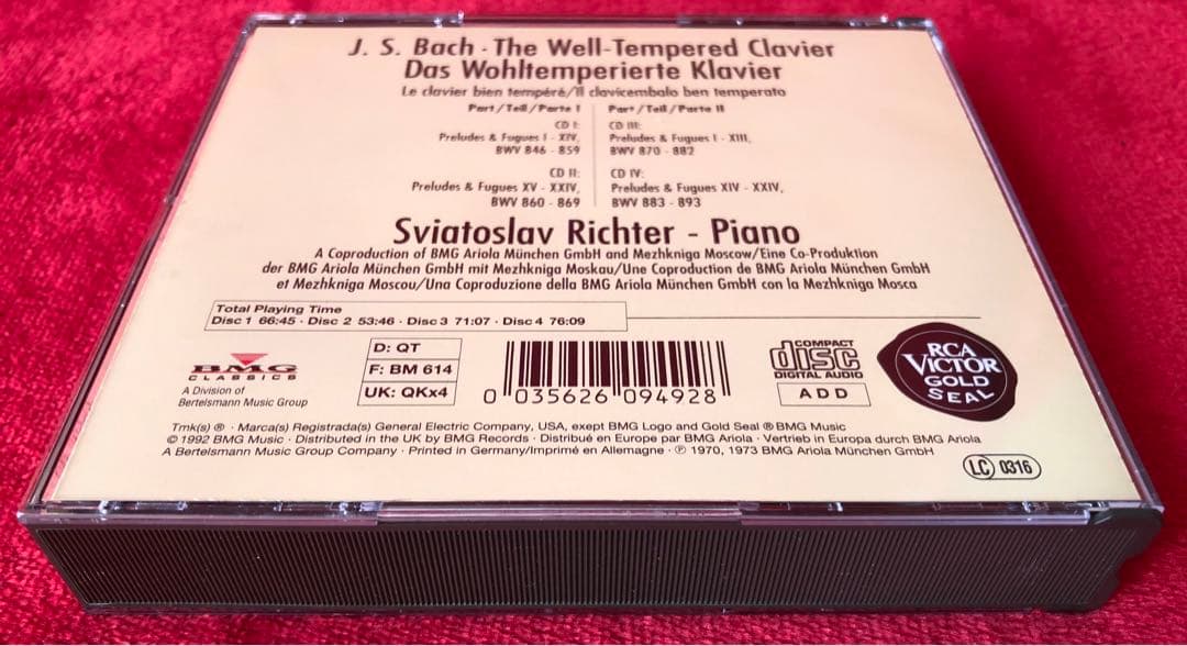 クラシック RICHTER BACH DAS WOHLTEMPERIERTE KLAVIER