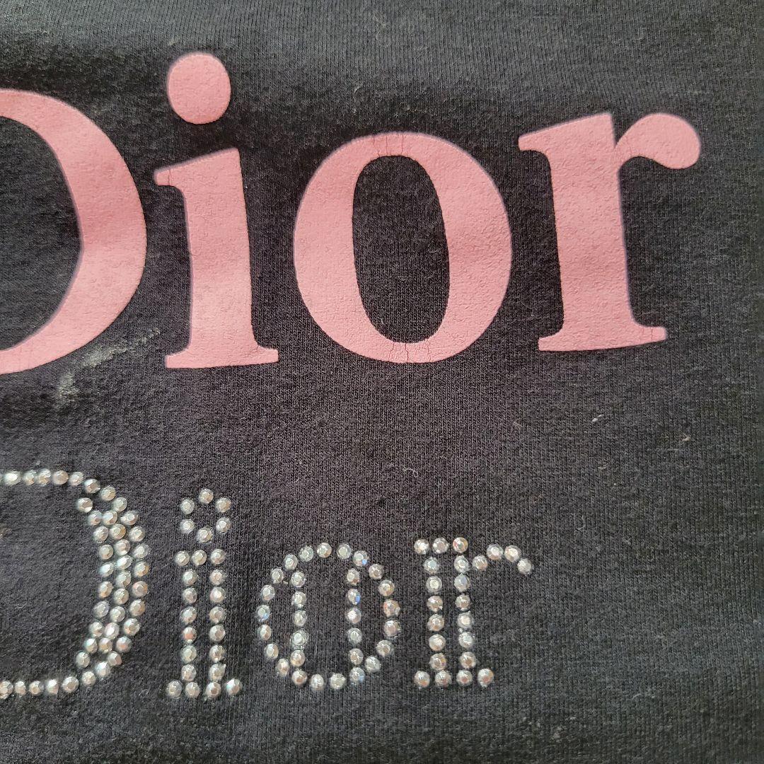 Dior　ディオール　キラキラ　ブラック×ピンク　ロゴ　Tシャツ　半袖　可愛い