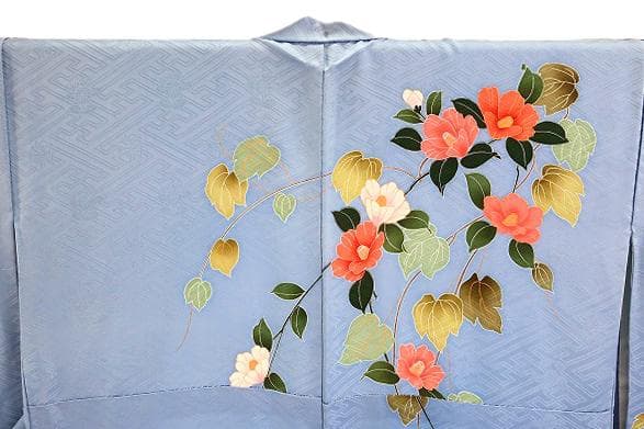 美品 本振袖 水色 金彩加工 枝花 身丈172.5cm トールサイズ フォーマル