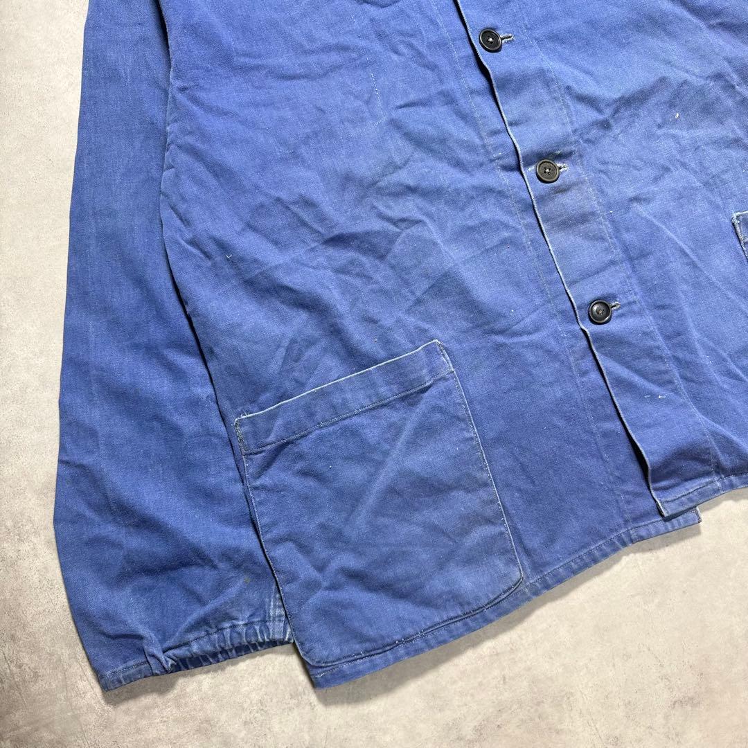 J*s様 70〜80s フレンチワーク ノーカラージャケット ブルー Lサイズヴ