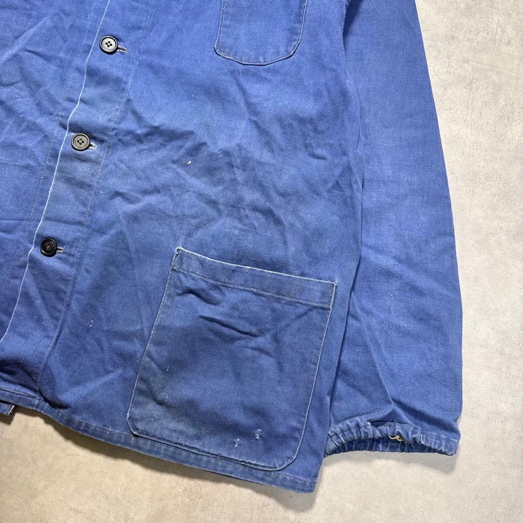 J*s様 70〜80s フレンチワーク ノーカラージャケット ブルー Lサイズヴ