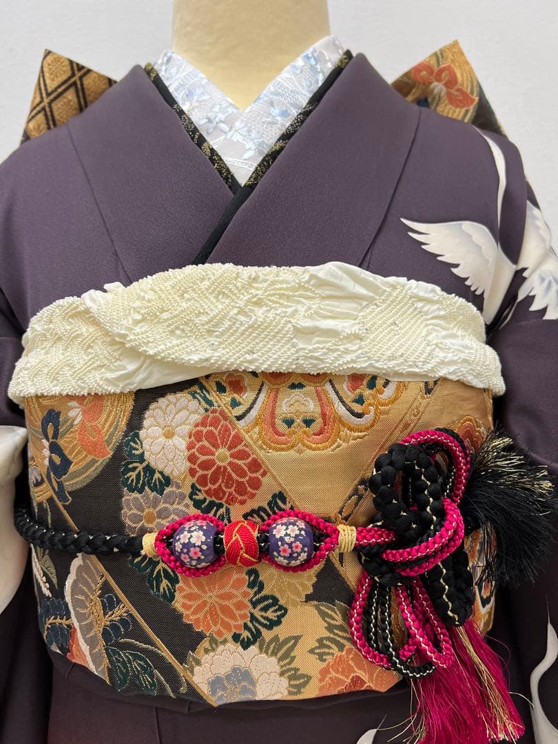 振り袖　フルセット　長襦袢付　鶴　成人式　金彩加工　結婚式　858