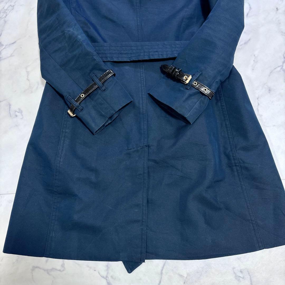 美品 BURBERRY BRITダブルトレンチコート メガチェック M ネイビー