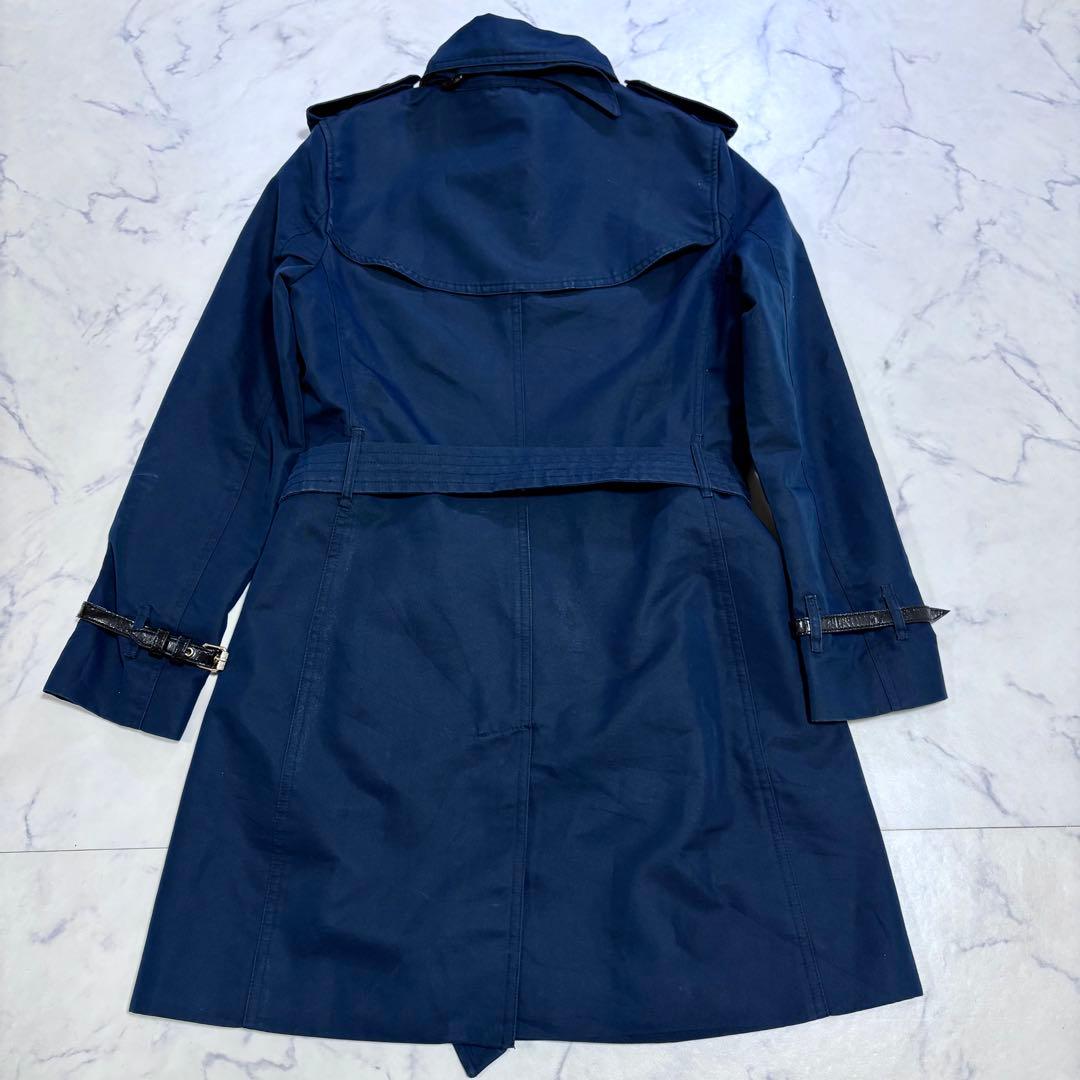 美品 BURBERRY BRITダブルトレンチコート メガチェック M ネイビー