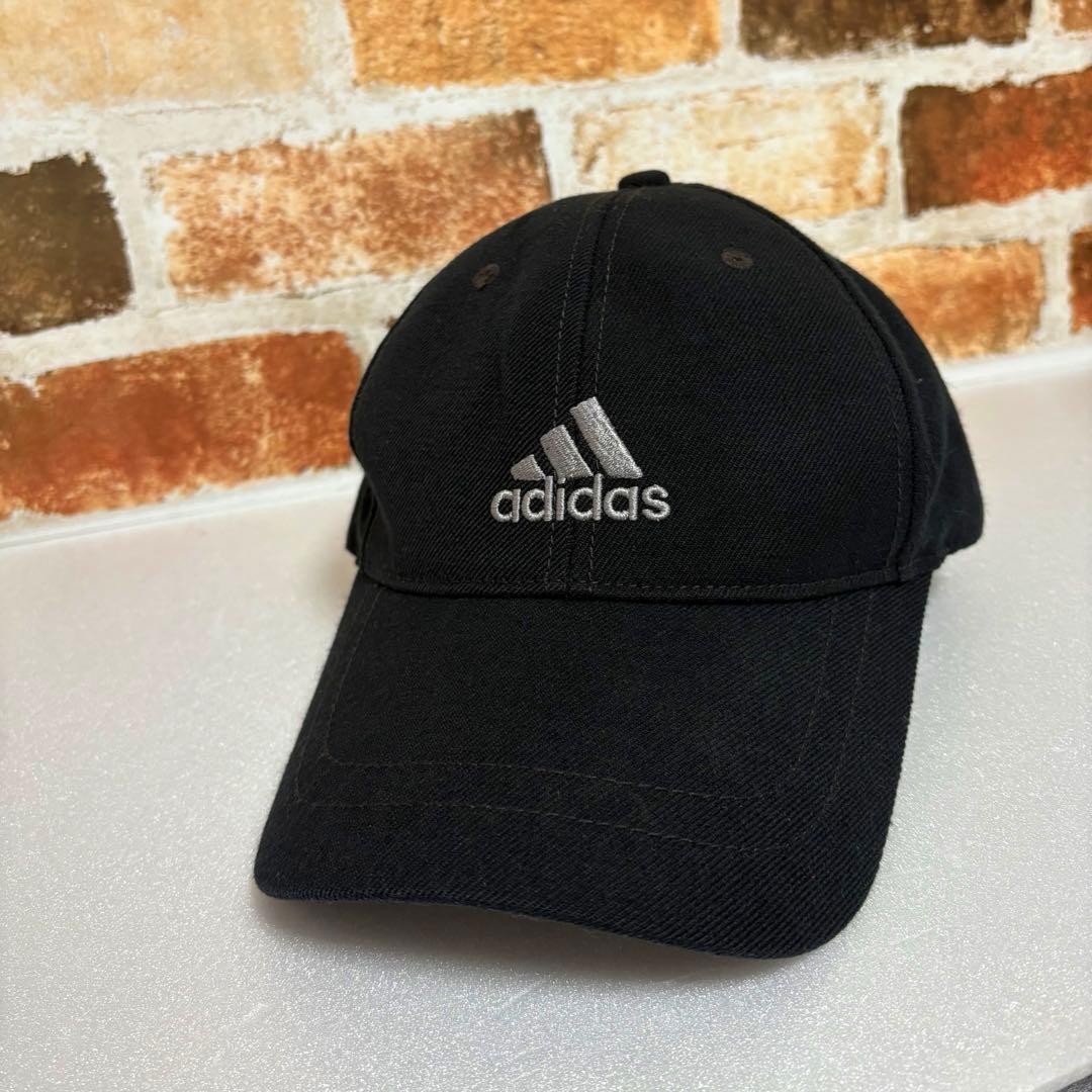 00s adidas キャップ パフォーマンスロゴ刺繍 ブラック 古着コーデXL
