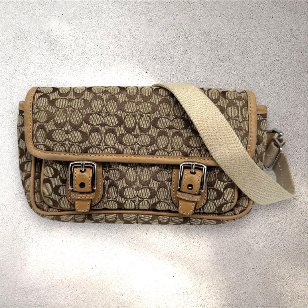 希少コーチ COACHミニシグネチャー ボディバッグ ウエストバッグ