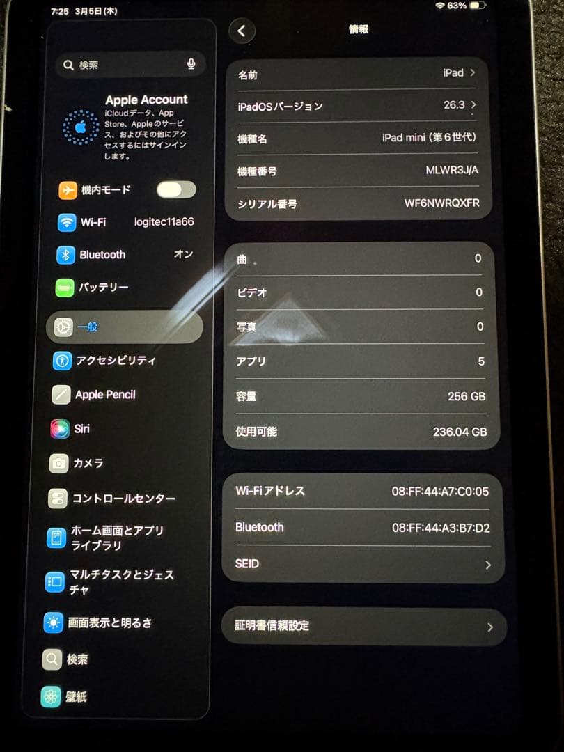 iPad mini 第6世代　Wi-Fiモデル　256GB
