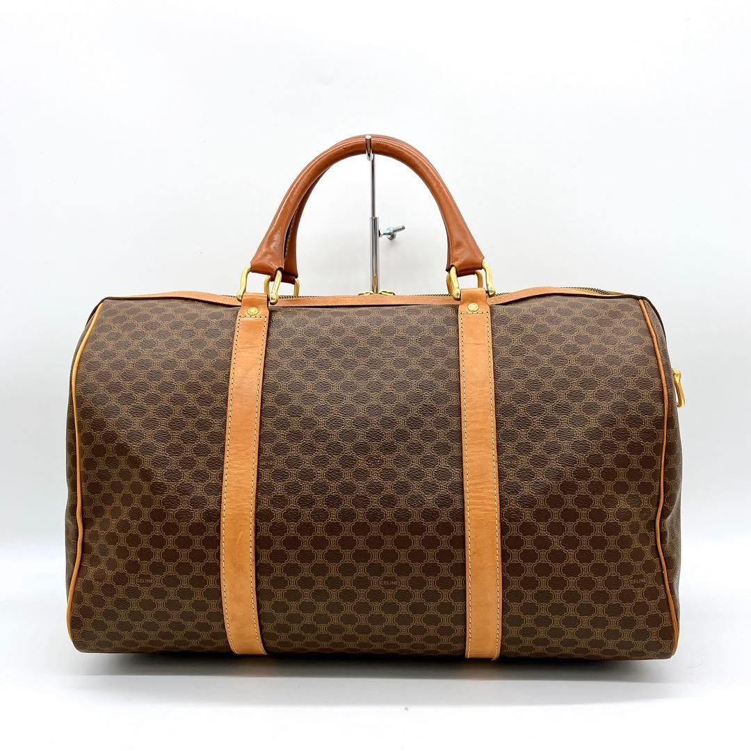 【CELINE】2wayボストンバッグ　マカダム柄　ゴールド金具　南京錠