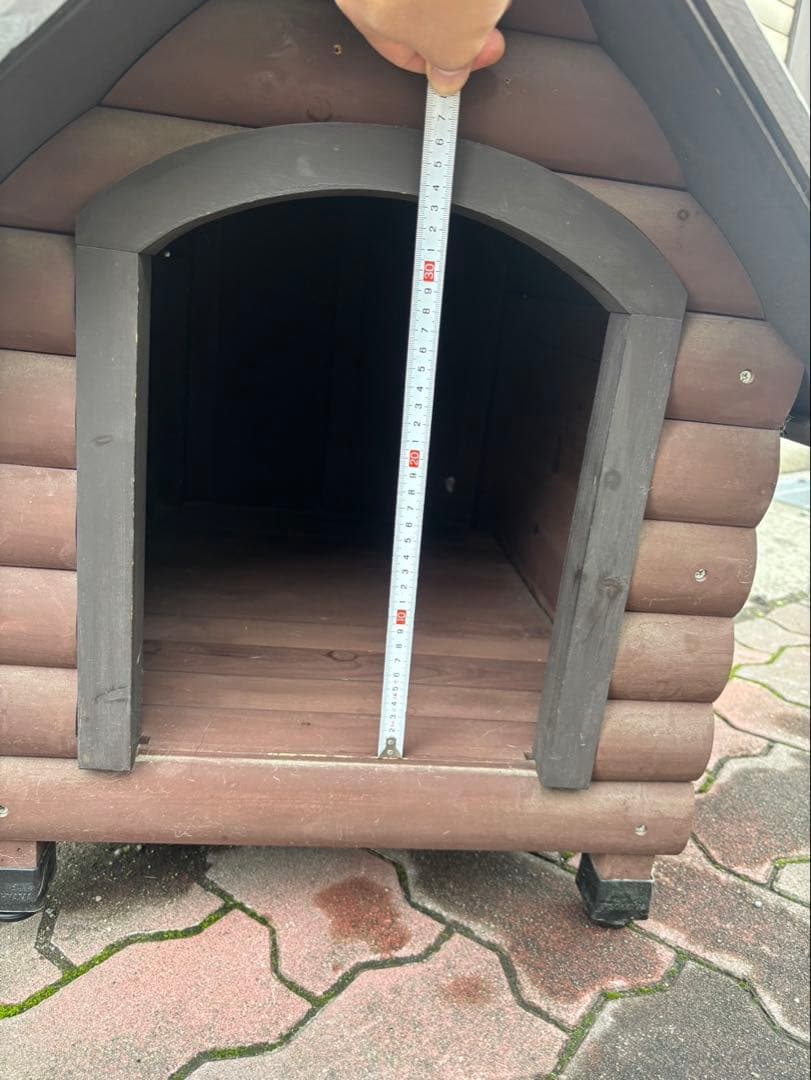 送料込に変更しました！木製犬小屋 中型犬用 ログハウス風