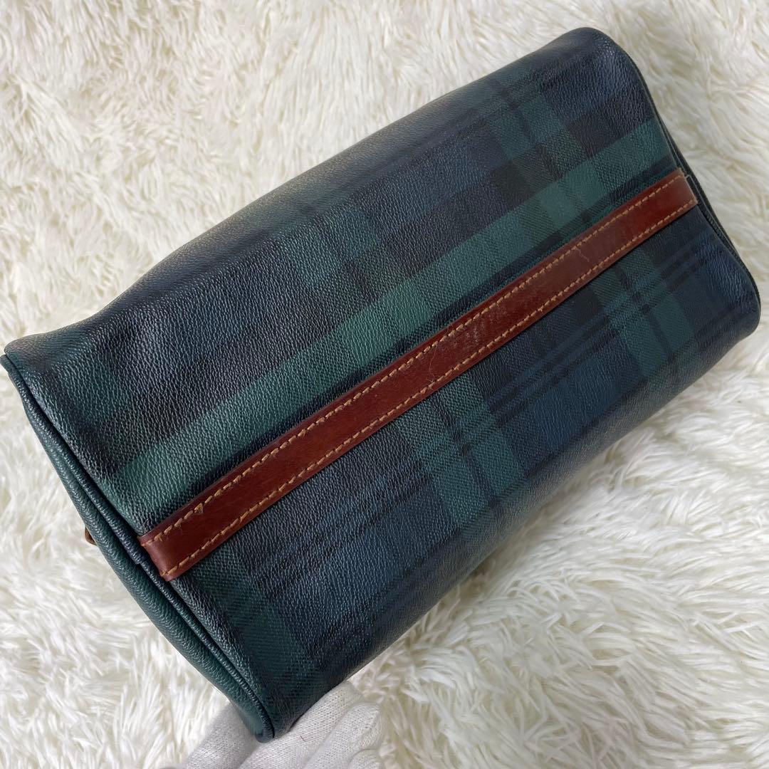 美品 ポロラルフローレン ミニボストンバッグ グリーン 緑 タータン チェック