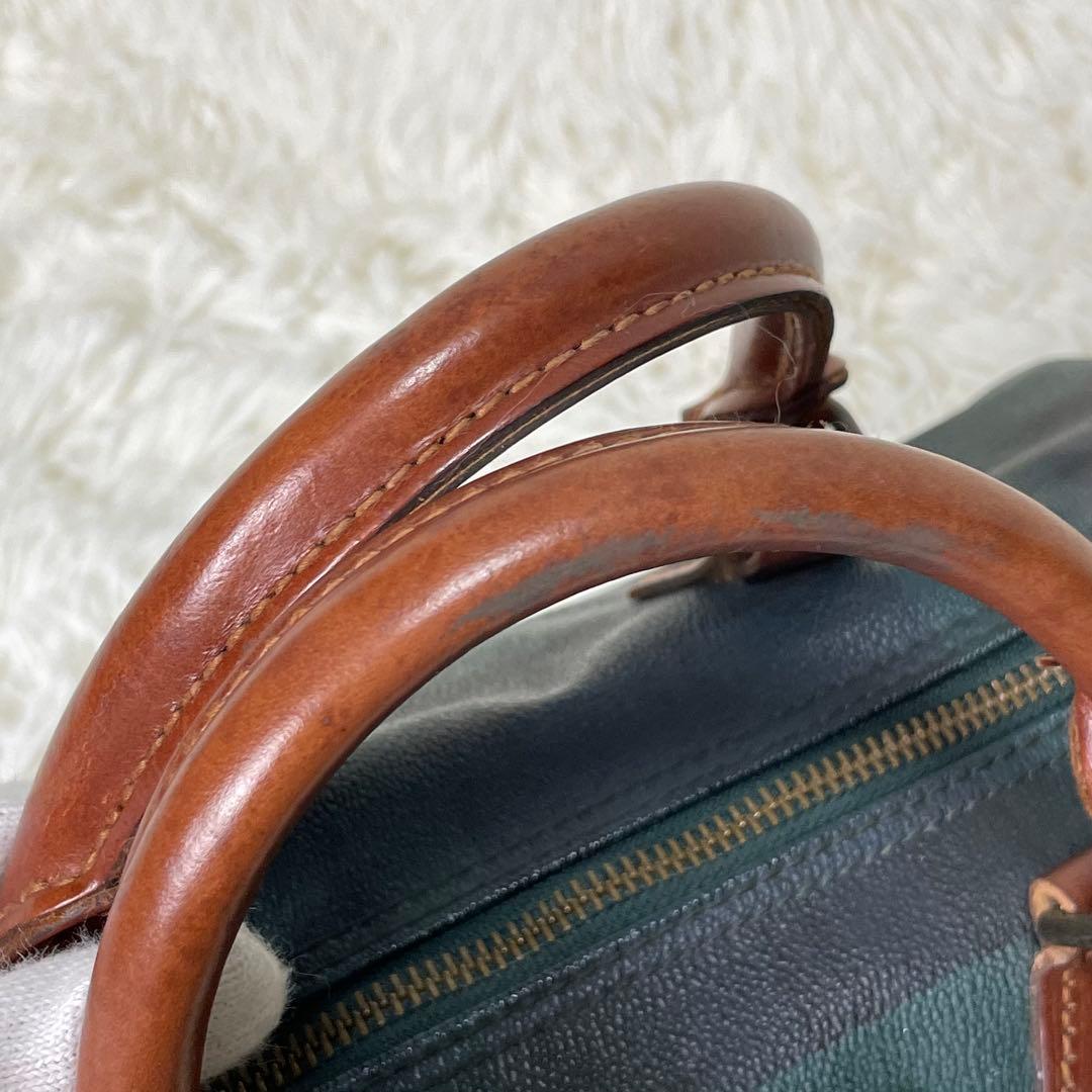 美品 ポロラルフローレン ミニボストンバッグ グリーン 緑 タータン チェック