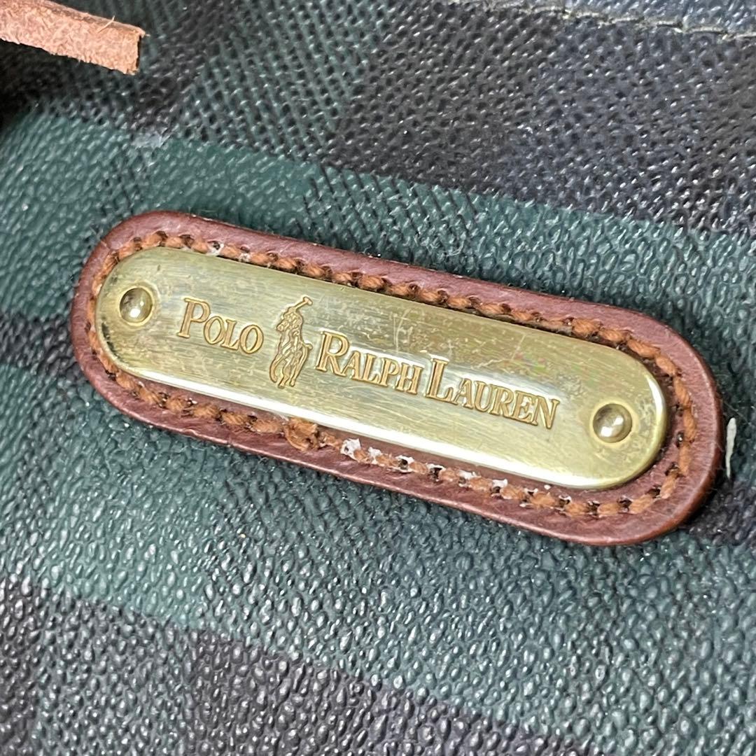 美品 ポロラルフローレン ミニボストンバッグ グリーン 緑 タータン チェック