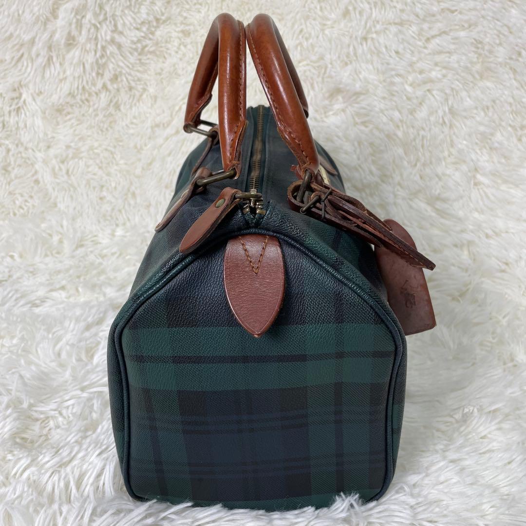 美品 ポロラルフローレン ミニボストンバッグ グリーン 緑 タータン チェック