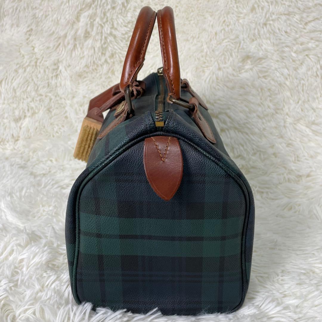 美品 ポロラルフローレン ミニボストンバッグ グリーン 緑 タータン チェック