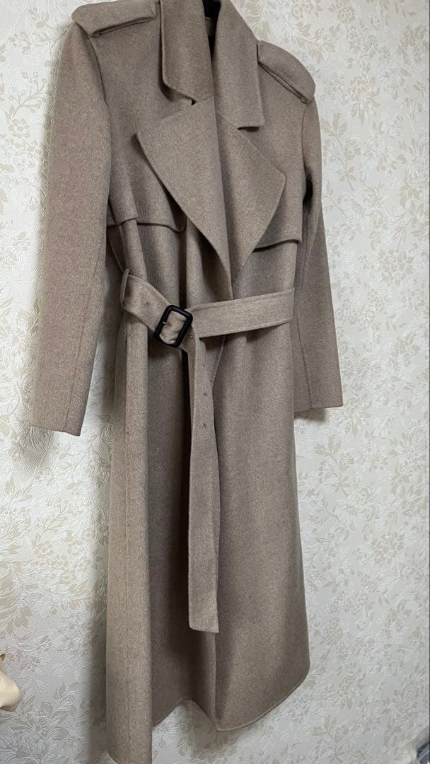 Josephカシミヤウールベージュ ロングコート ベルト付き