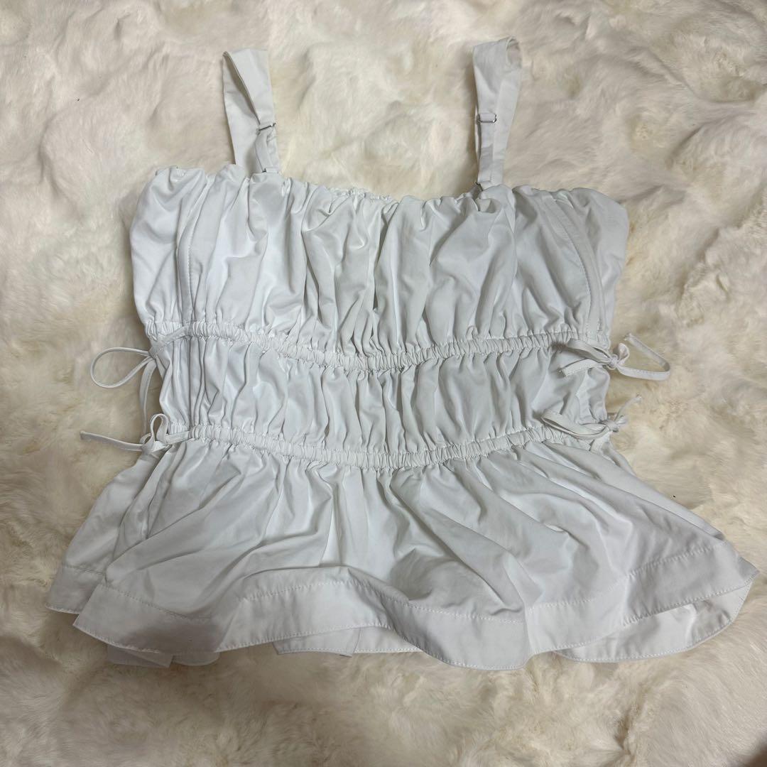 moussy RIBBON GABBY CAMI トップス　ホワイト