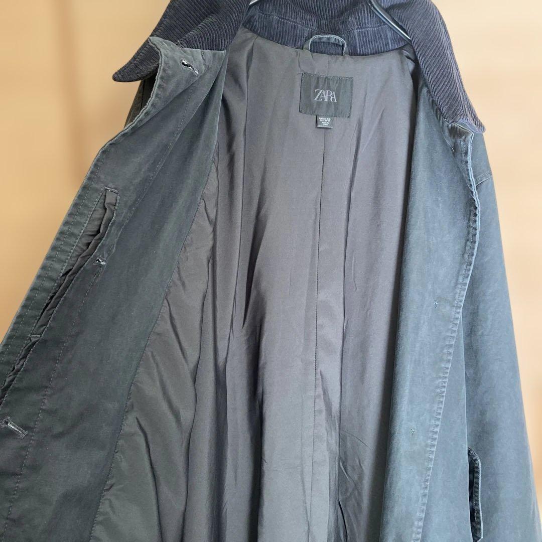 ZARA ワックスフィニッシュコーデュロイカラートレンチコート　L