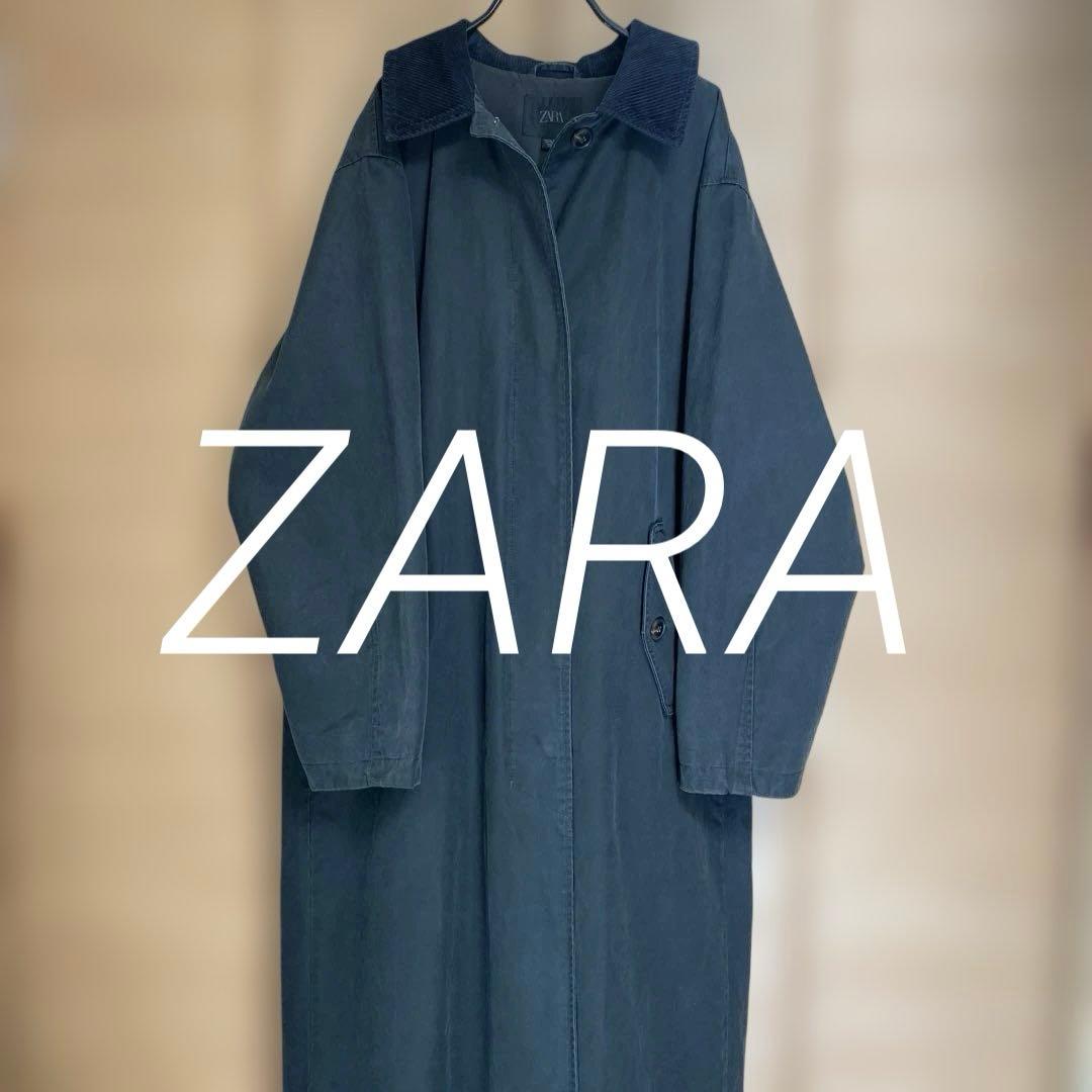 ZARA ワックスフィニッシュコーデュロイカラートレンチコート　L