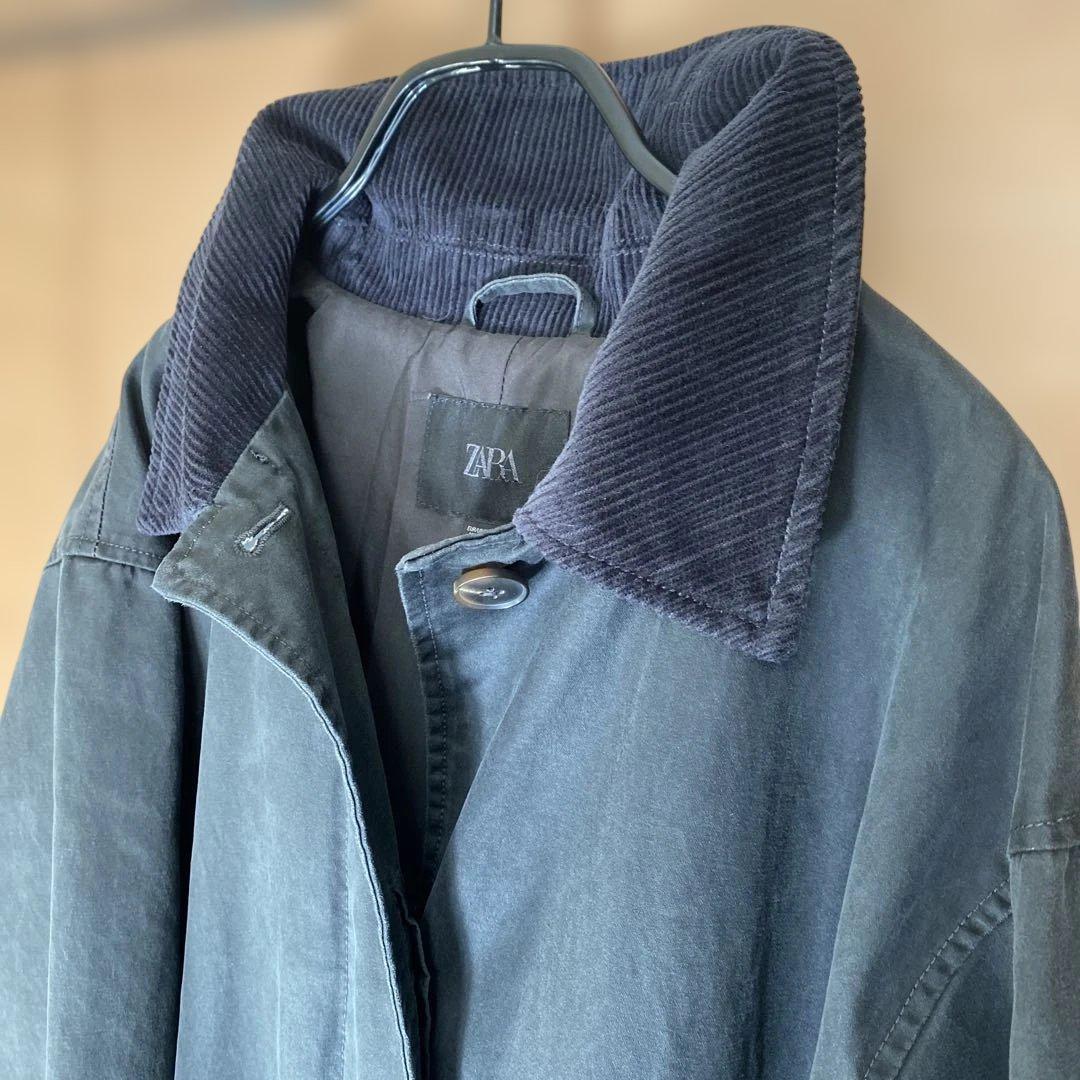 ZARA ワックスフィニッシュコーデュロイカラートレンチコート　L