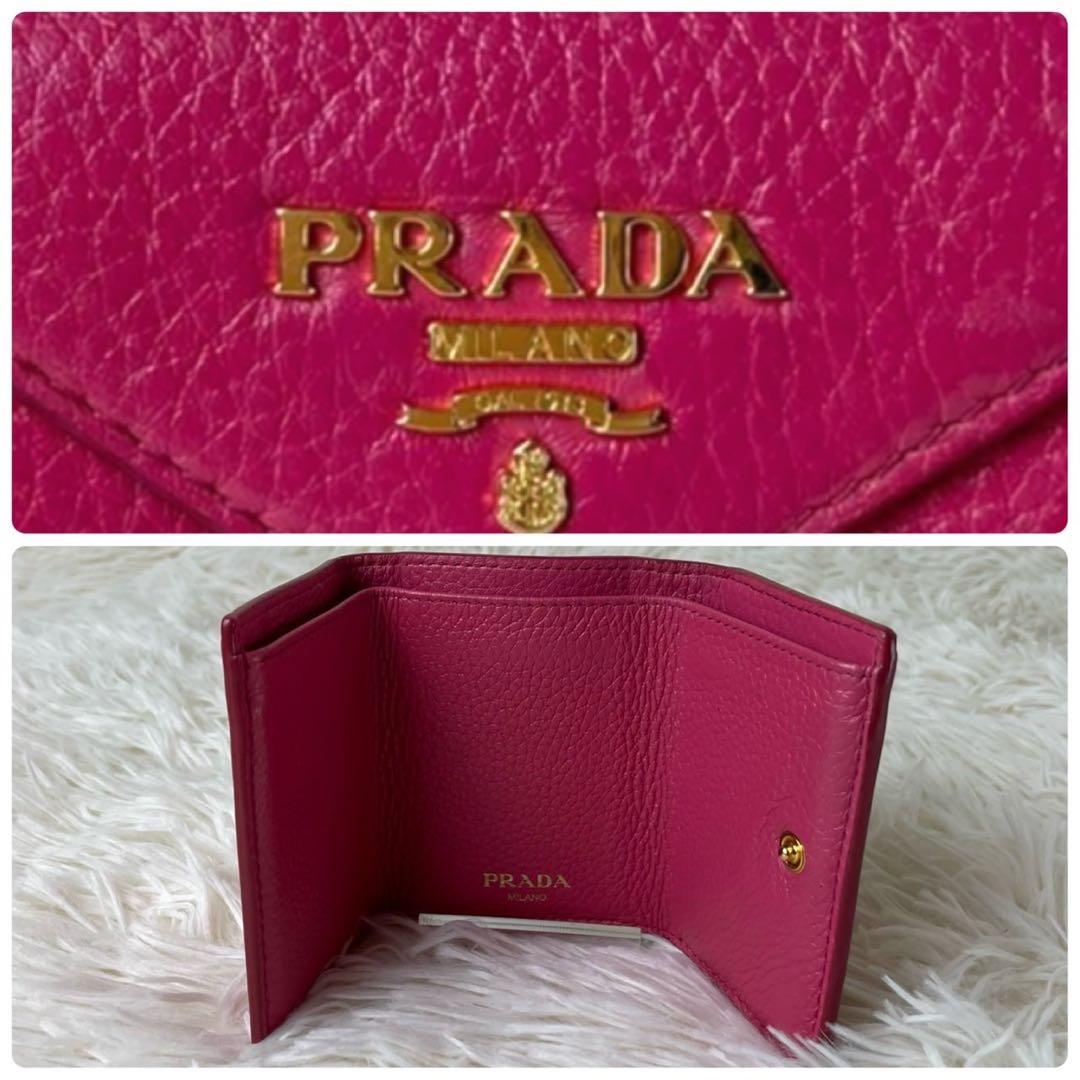 大人気✨PRADA プラダ 三つ折り財布 コンパクトウォレット シボ革 希少