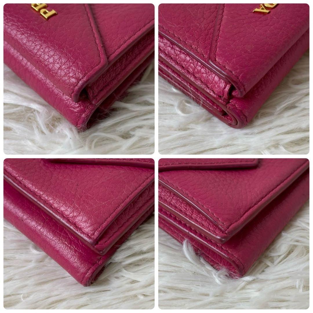 大人気✨PRADA プラダ 三つ折り財布 コンパクトウォレット シボ革 希少