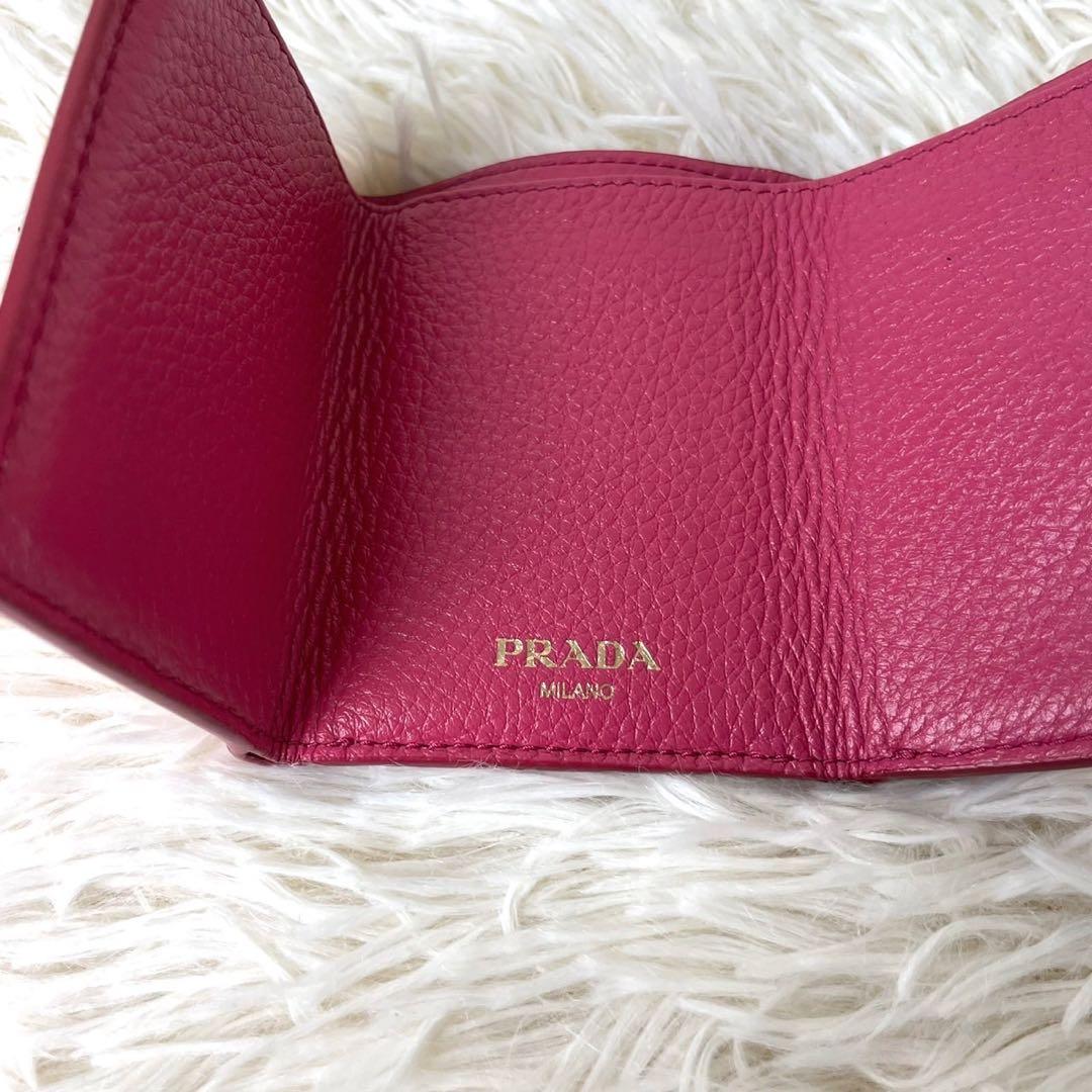 大人気✨PRADA プラダ 三つ折り財布 コンパクトウォレット シボ革 希少