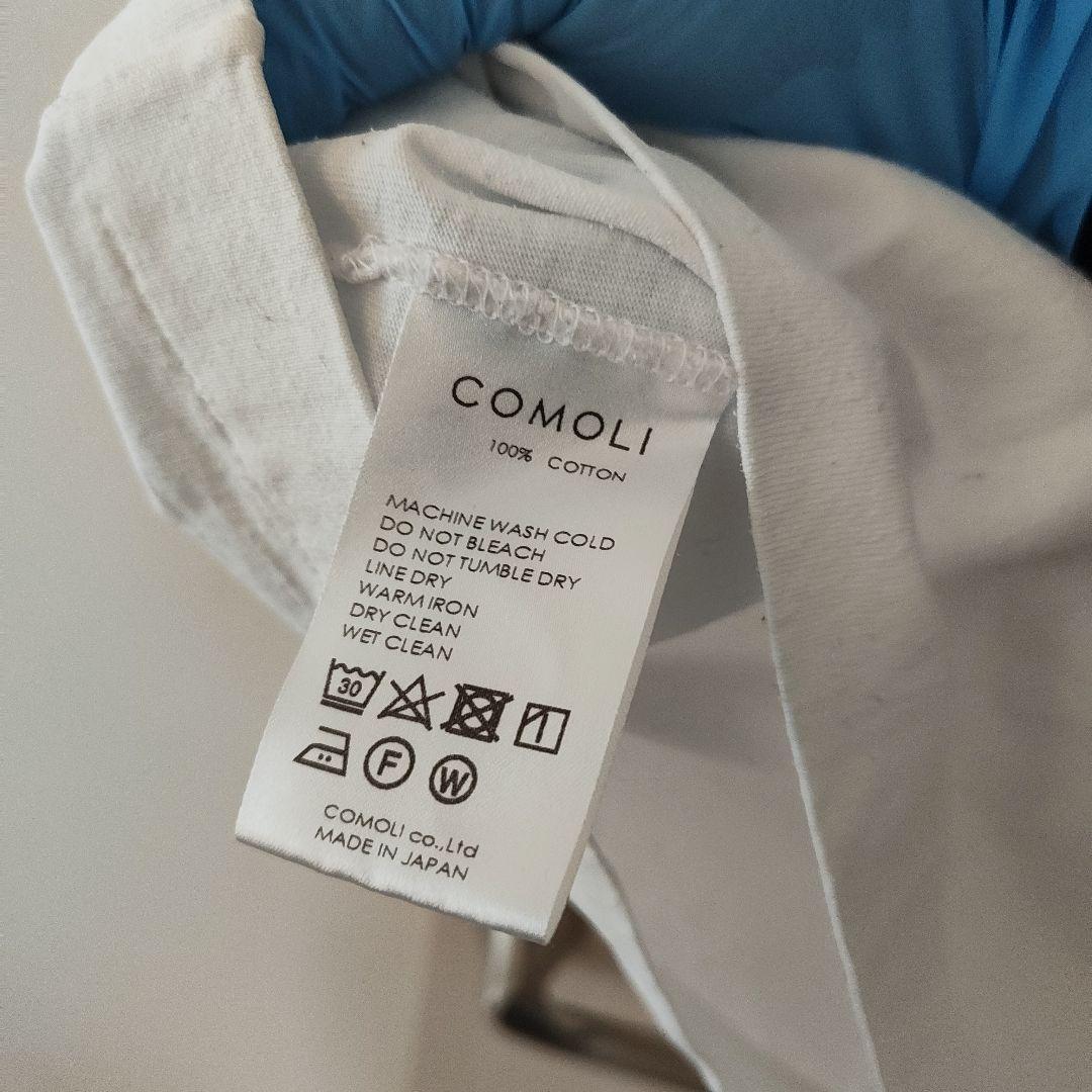 COMOLI コットン フットボールTシャツ ホワイト サイズ2