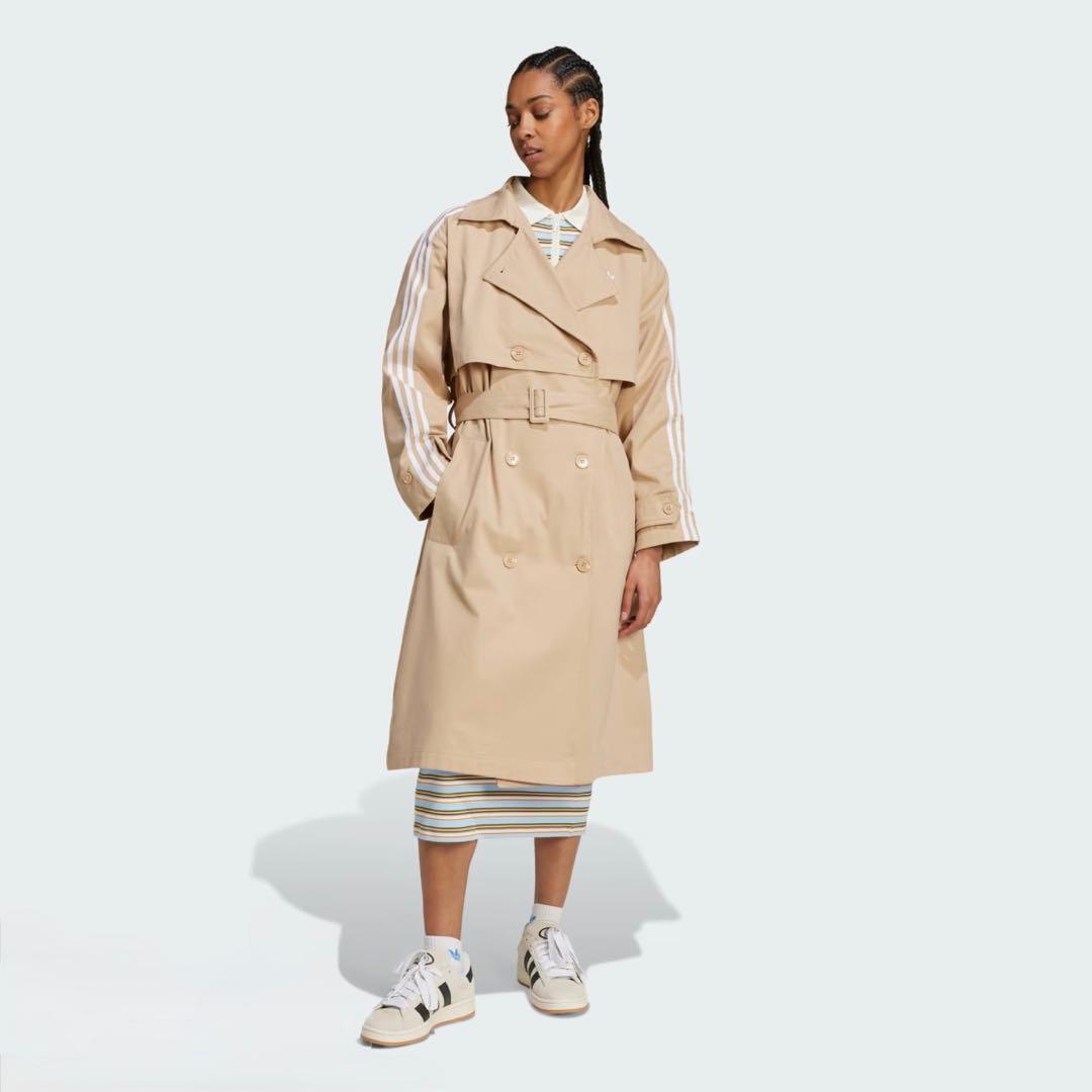 adidas originals 3本ライン　ツイル　トレンチコート　M