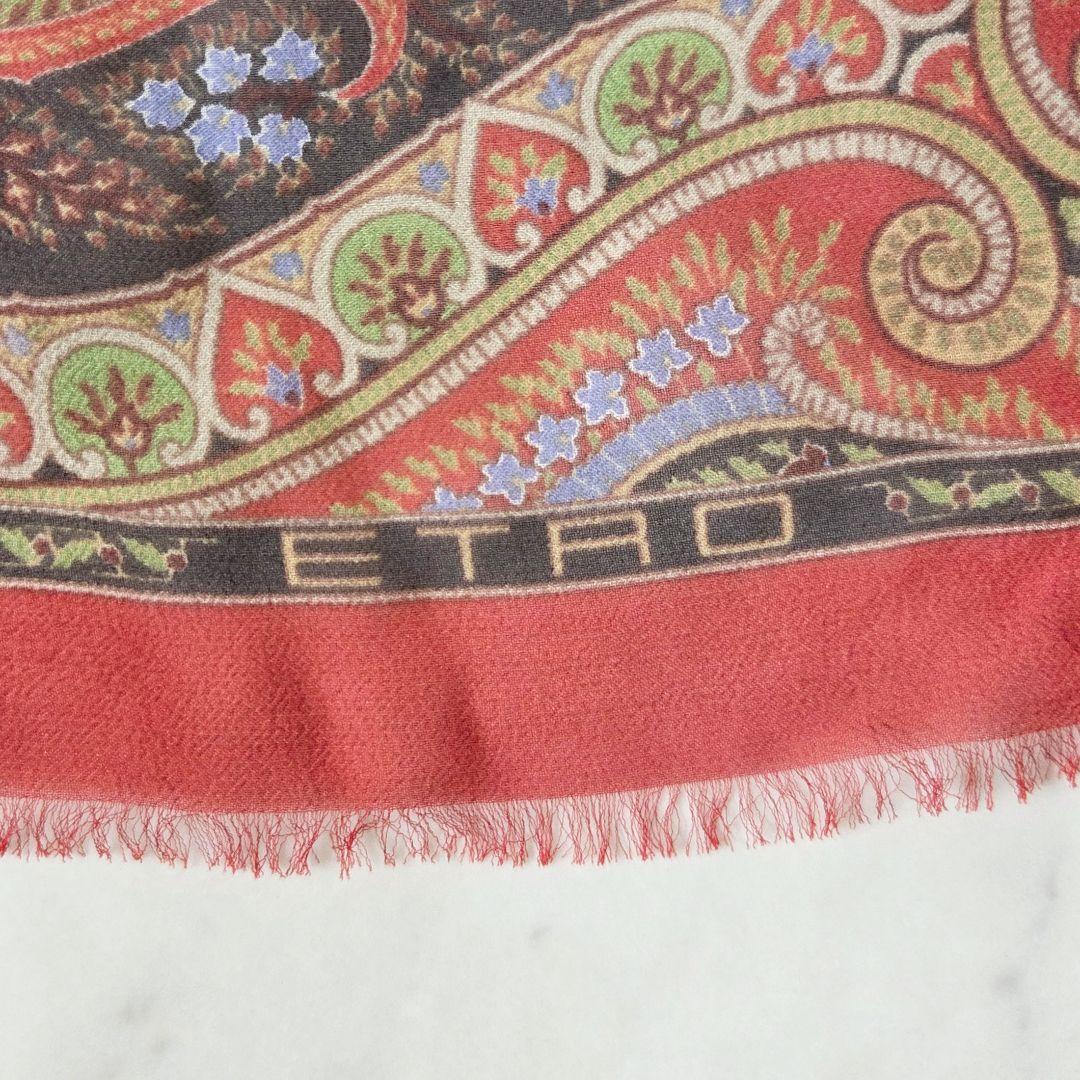 ETRO　エトロ　ペイズリー　シルク　ストール　スカーフ　ロゴ　マルチカラー