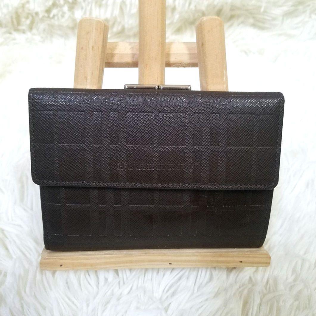 【極美品】BURBERRY 三つ折り財布 がま口 ノバチェック レザー ブラウン