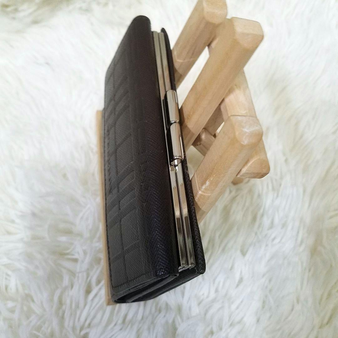 【極美品】BURBERRY 三つ折り財布 がま口 ノバチェック レザー ブラウン