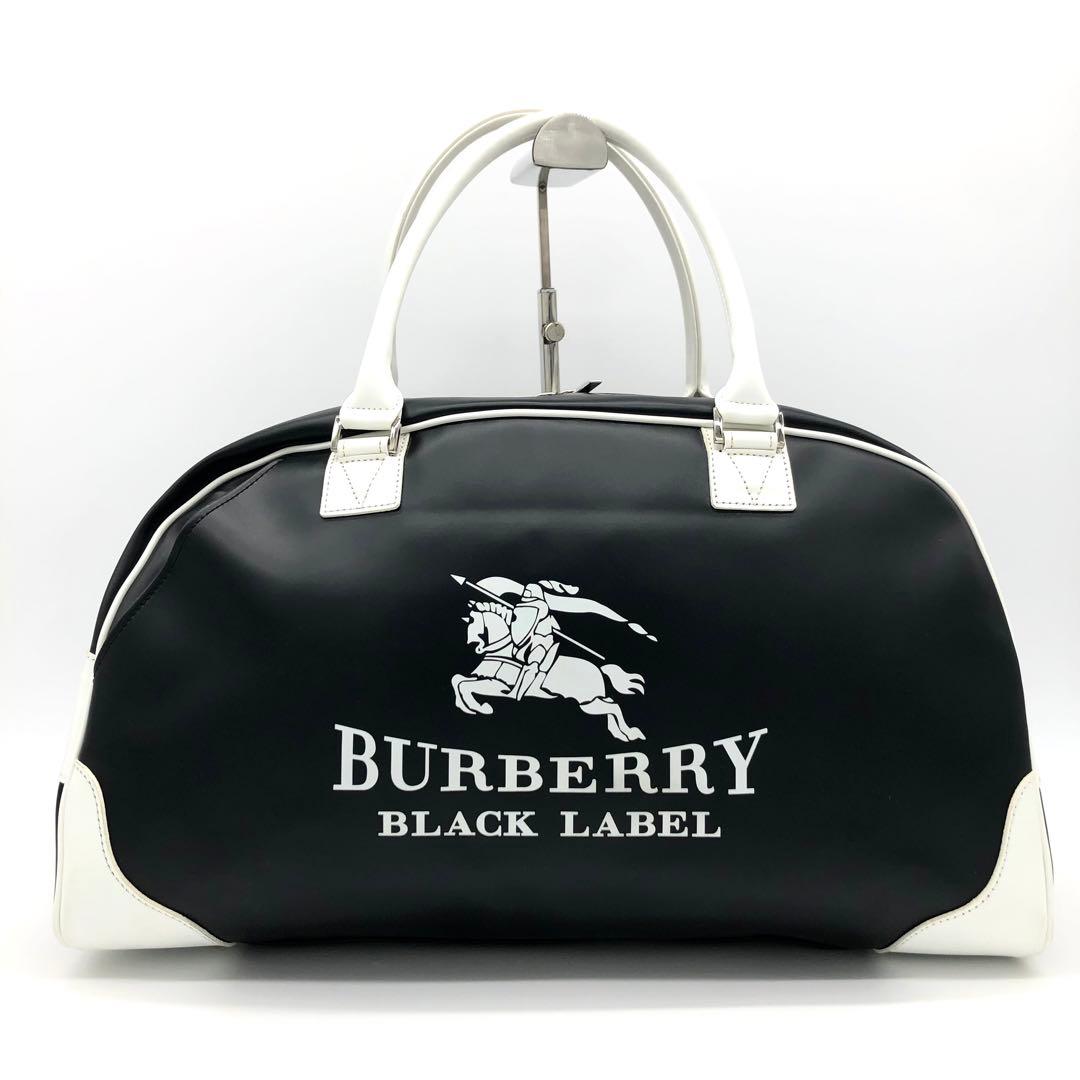 【美品✨】BURBERRY BLACK LABEL ボストンバッグ　デカロゴ　黒