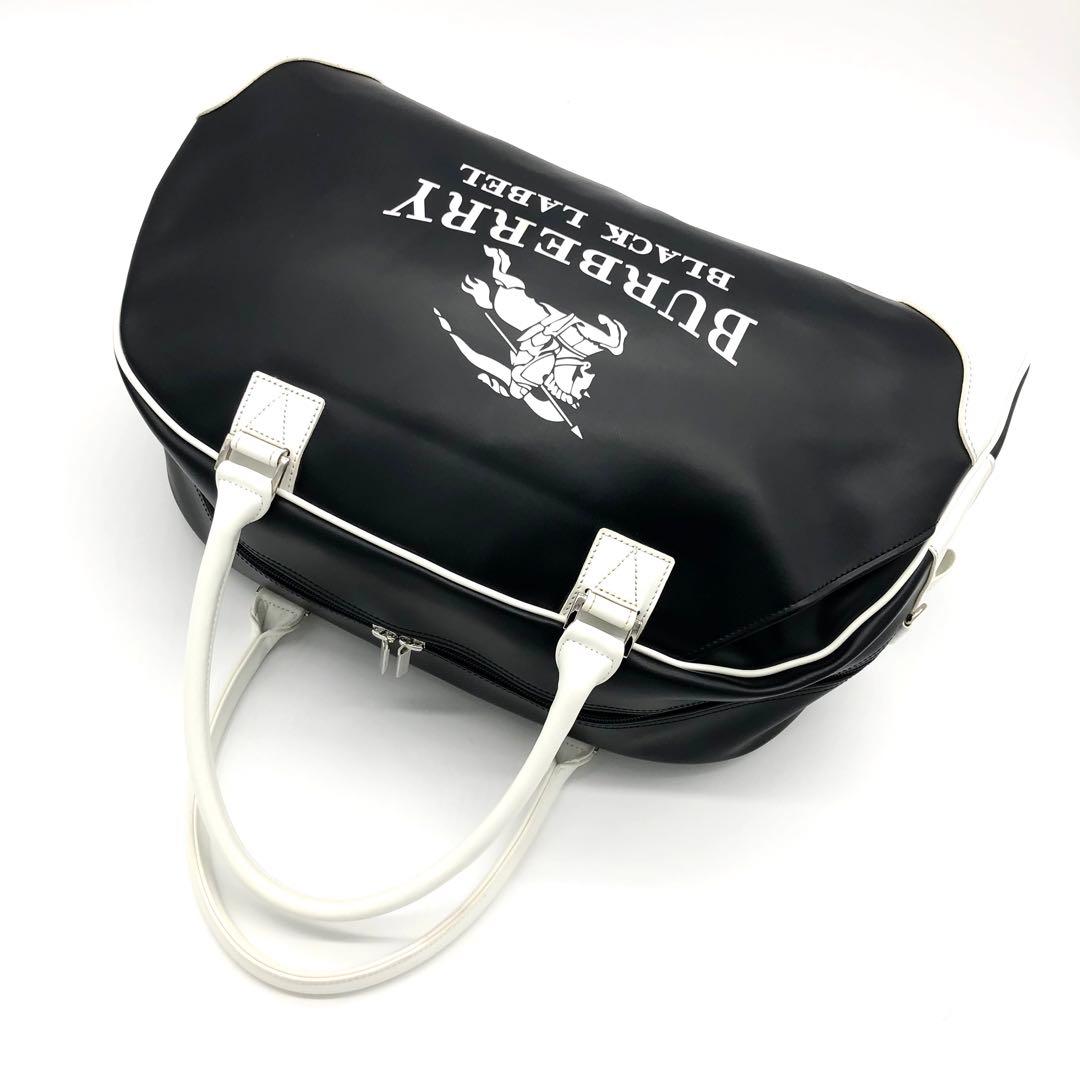 【美品✨】BURBERRY BLACK LABEL ボストンバッグ　デカロゴ　黒